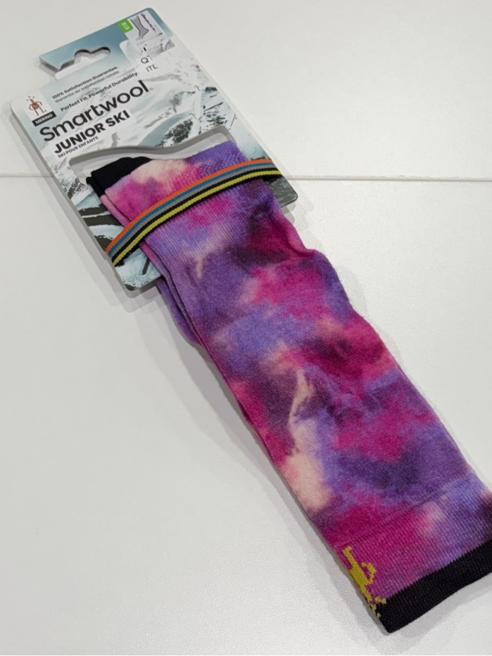 SmartWool Boys Girls Kids Medium Tie Dye Print Zero Cushion Ski Socks Pink NWT